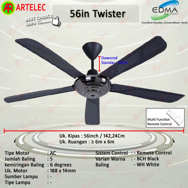 Kipas Angin Gantung MT EDMA 56in TWISTER Kipas Angin Dekorasi Kipas Angin Plafon mt edma
