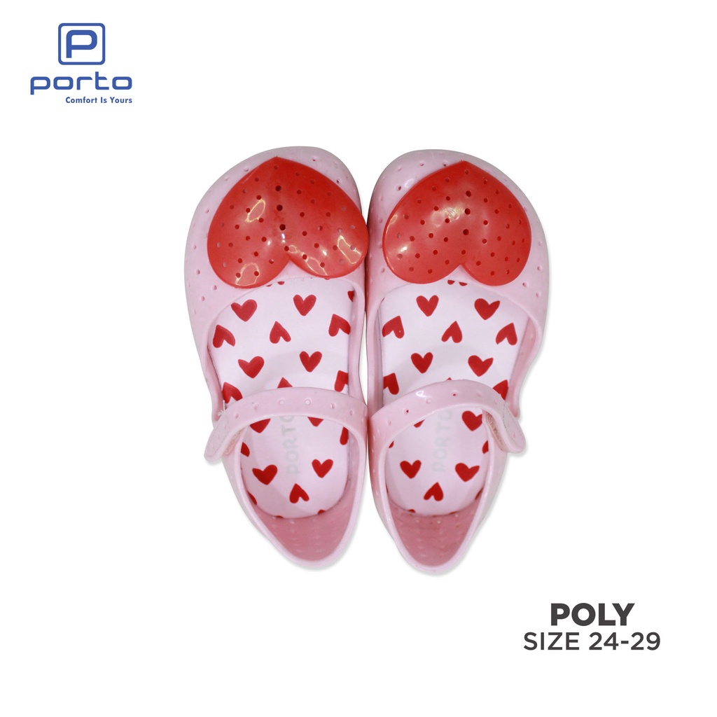 POLY - Porto Leveling Sepatu Sandal Anak-Anak Wanita Size 24 - 29 Nyaman Lucu Love Original Terbaru Porto Lady