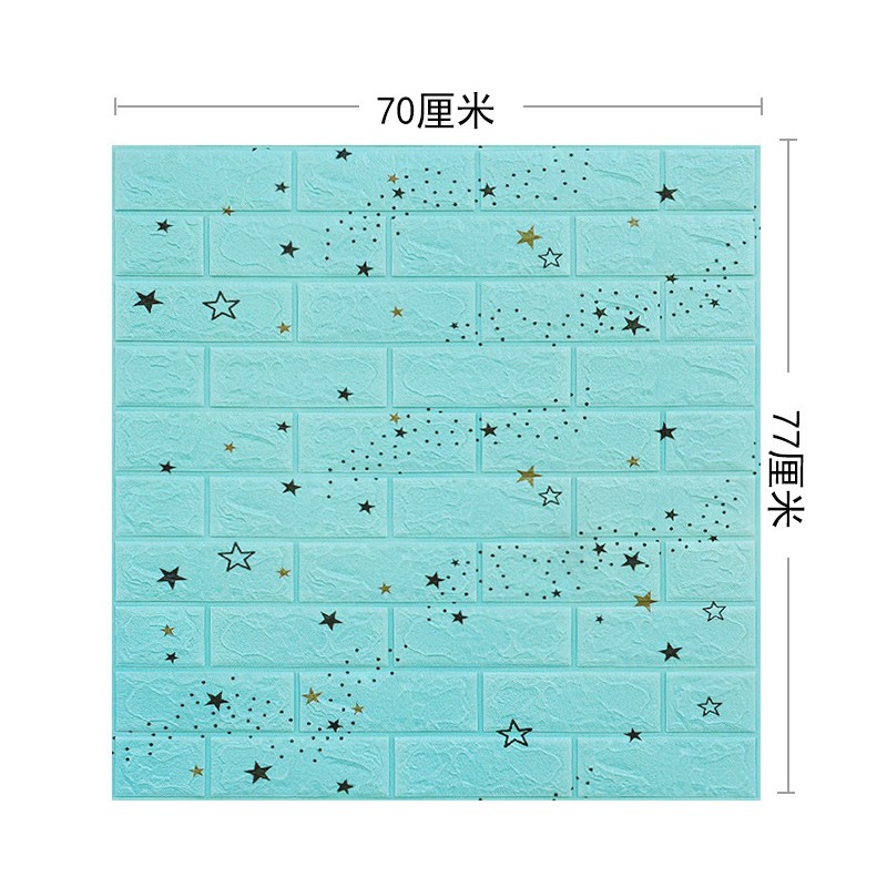 Wallpaper Dinding 3D Foam Batu Bata WallSticker Bintang WallSticker Kayu 70cm x 77cm.-ZW7-K4/biru