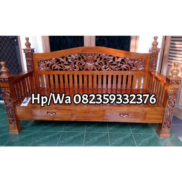 Bangku bale bale panjang kayu jati