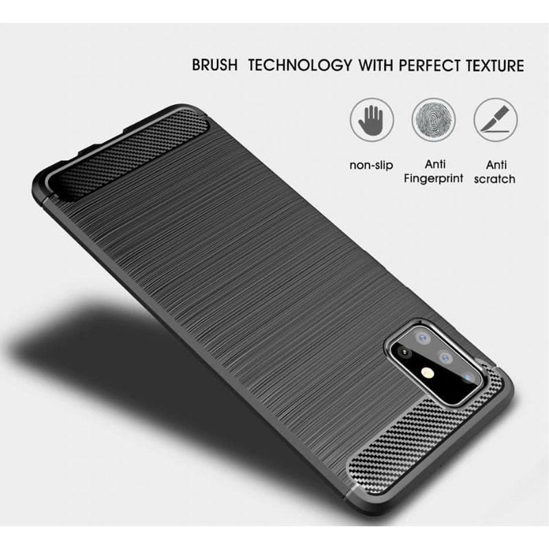 Case Samsung M51 Cover SoftCase m51 Black Fiber Carbon