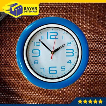 Jam Dinding Dingding Tempel Wall Clock Polos Warna D25 BIRU