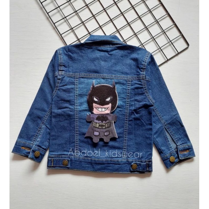 JAKET JEANS LED (NYALA) ANAK/JAKET JEANS SUPERHERO