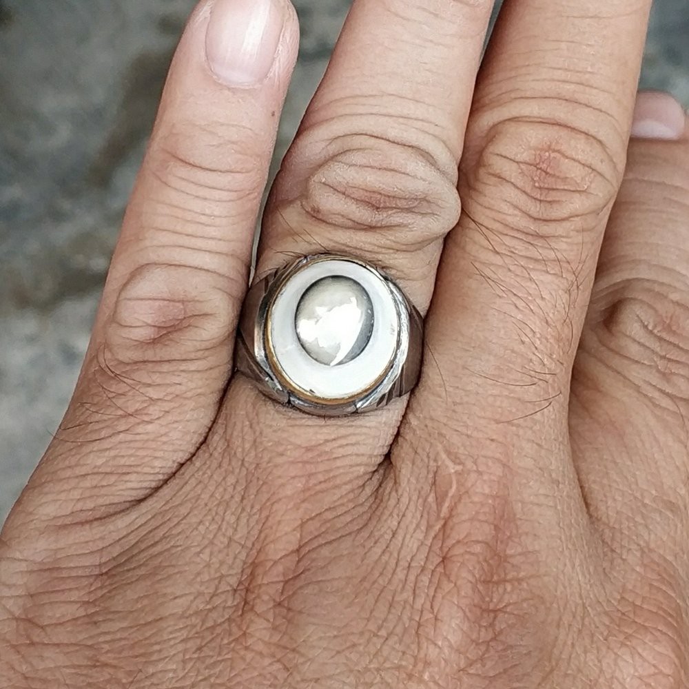 CINCIN BATU AKIK FOSIL KERANG BODYGLASS MEWAH DAN TERMURAH