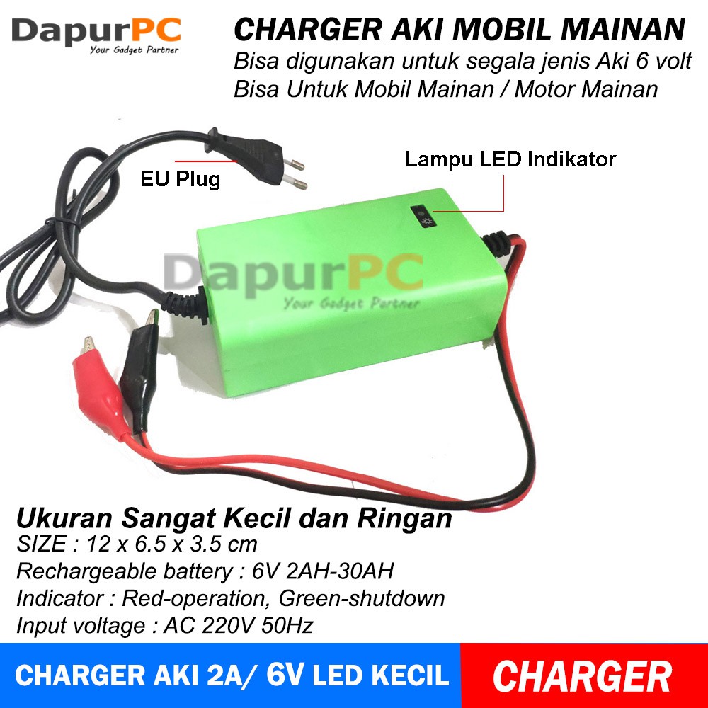 Charger Aki  Portable 6V 2A Motor Mainan  Mobil  Mainan  Led 