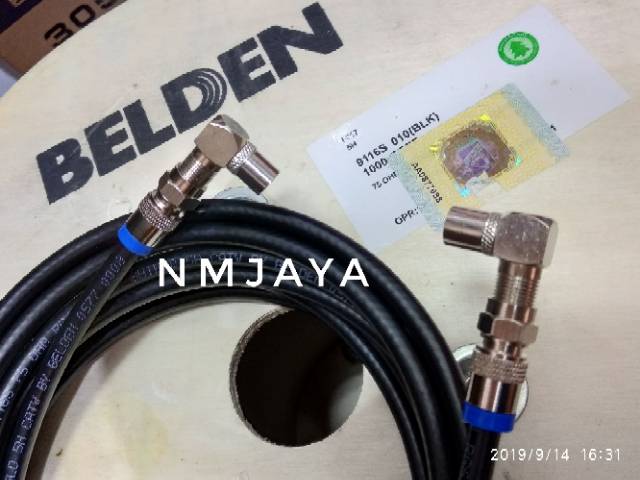 Kabel TV RG6 5meter Belden siap pakai Male to Male siku