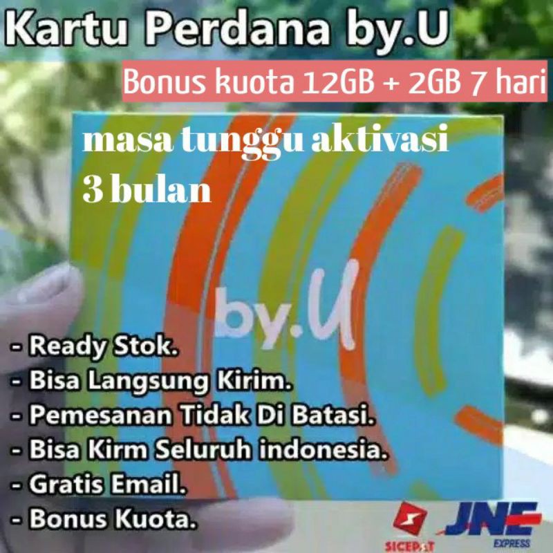 [ BISA COD ] Kartu by u sudah ada kuota 12gb ( 1 hari ) bonus 2gb ( 7hari  )