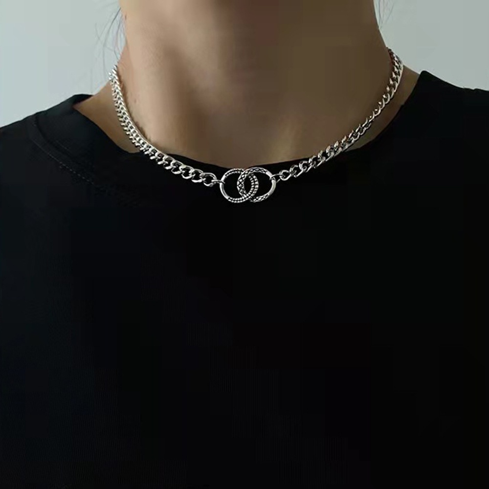 Kalung Choker Bahan Stainless Steel Gaya Punk Hip-Hop Untuk Pria Dan Wanita