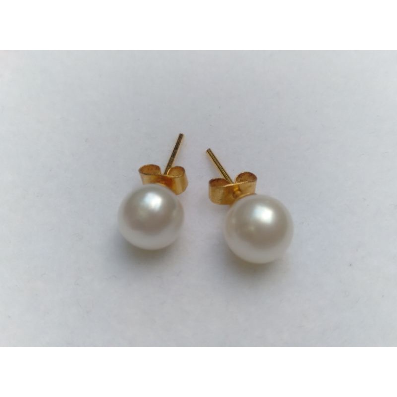 Giwang Emas Tusuk Mutiara Lombok Bersertifikat Asli