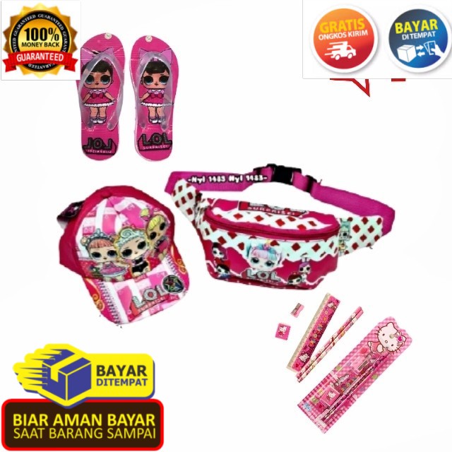 COD TAS SELEMPANG ANAK PEREMPUAN BT21 HK LOL PINK CUTE SET PAKET LENGKAP PRAKTIS KOLEKSI KADO NEW