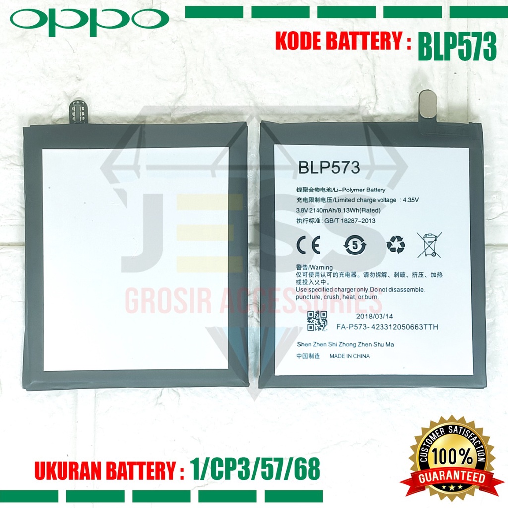 Baterai Battery Original BLP573 BLP-573 For tipe OPPO N1 Mini , N5111 , N5116 , N5117 , Find 7 Mini , R6006 , R6007