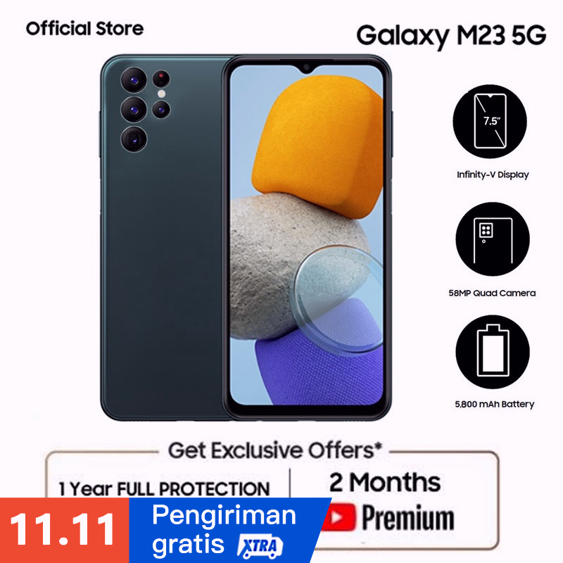 【Hp murah+Bisa COD】Galaxy M23 Smartphone 5G 7.5inch HD Kamera RAM 12GB + ROM 512GB Handphone Promo Android HD Screen Mobile Phone Original Resmi Siswa Belajar Ponsel dual card dual standby gaming phone hp murah