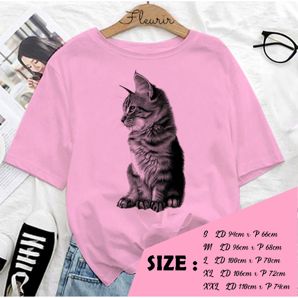 FLEURIR - KAOS WANITA CAT DEWASA LENGAN PENDEK TEE UNISEX PRIA