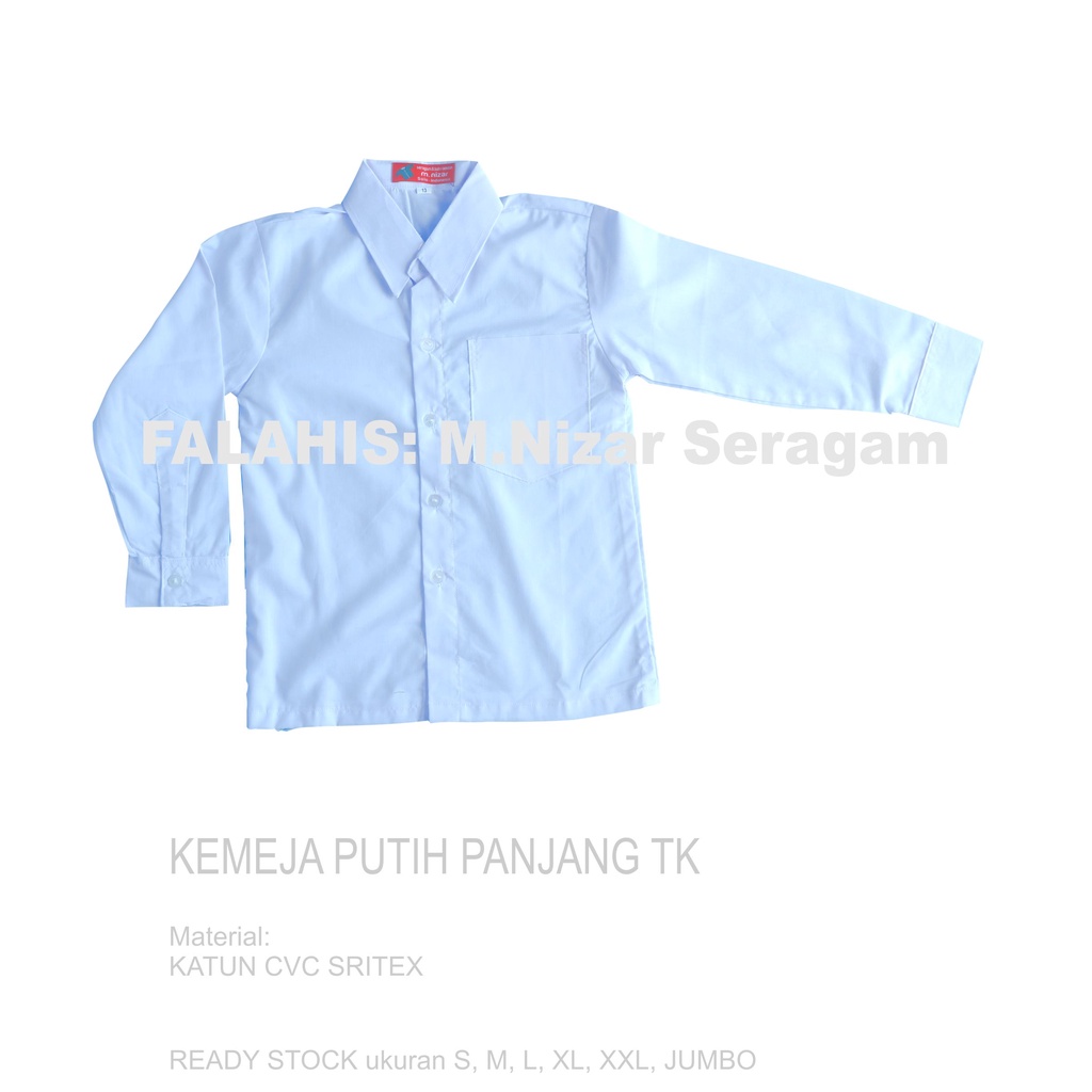 Kemeja Putih TK Lengan Panjang