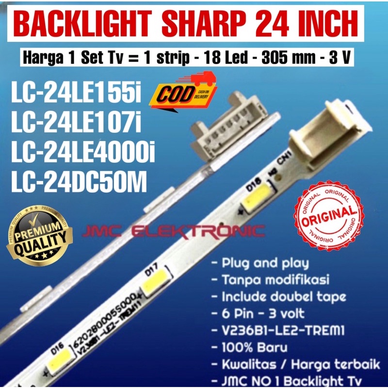 BACKLIGHT TV SHARP LC24LE155i LC24LE107i LC24SA4000i LC24DC50M LC-24LE155i 24LE107i 24SA4000i 24DC50M 24LE155 24LE107 24SA4000 24DC50M