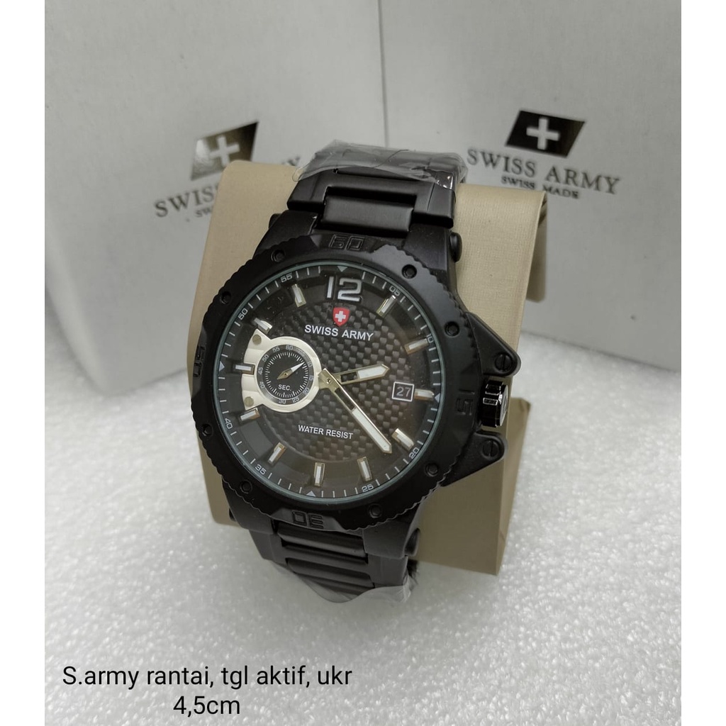 Jam Tangan Pria L4952V Tali Rantai Tanggal Aktif Chrono Variasi Free Box Exclusive &amp; Baterai