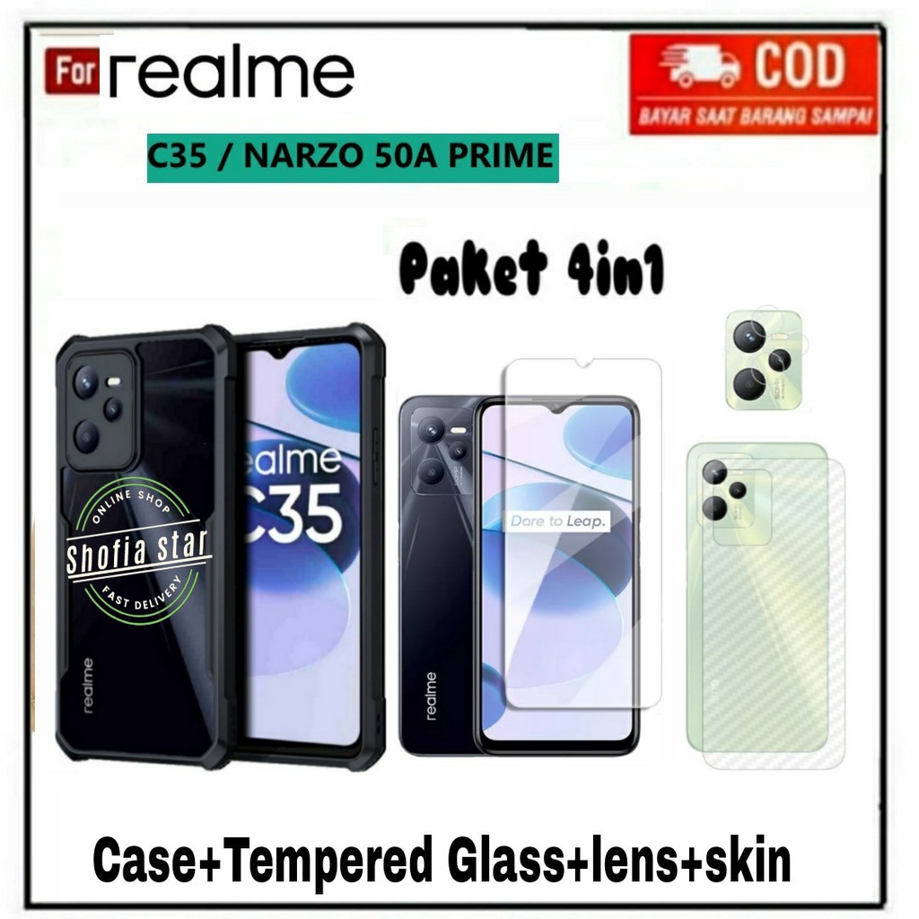 4IN1 CASE REALME C35 C33 C31 NARZO 50A PRIME 50i 50A 50i Prime  SOFTCASE SHOCKPROOF TRANSPARAN CAMERA PROTECT CASING