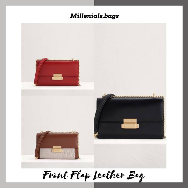 Pdr front flap leather bag