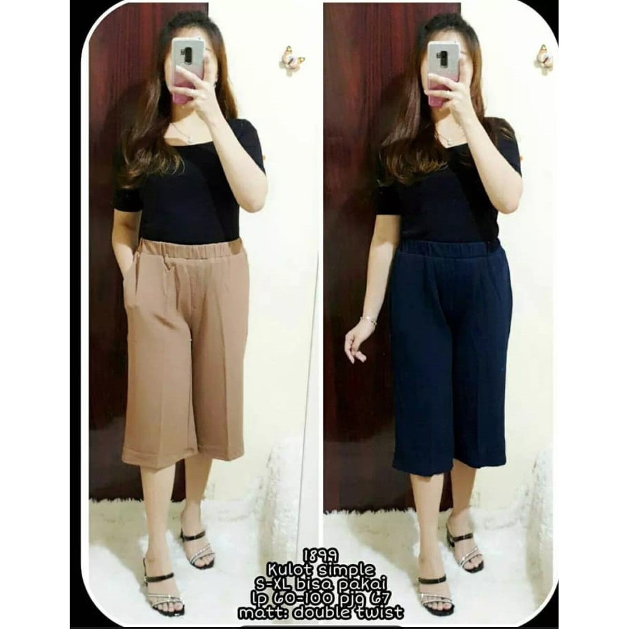 KULOT TANGGUNG 7/8 POLOS// KULOT CREP WANITA { DIBAWAH LUTUT } mak bb 65