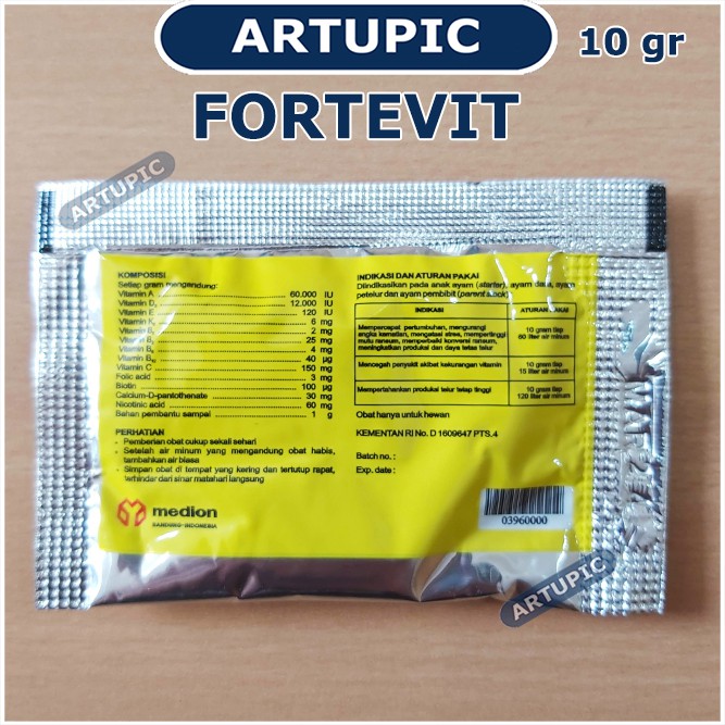 FORTEVIT 10 gram Vitamin Dosis Tinggi Ayam Unggas Anti Stress &amp; Produktif