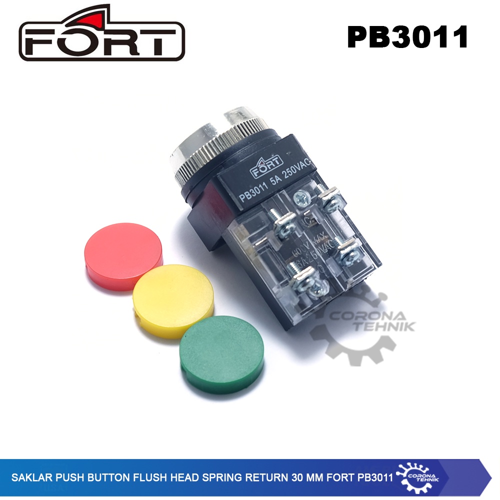 Fort PB3011 - Saklar Push Button Flush Head Spring Return 30 mm