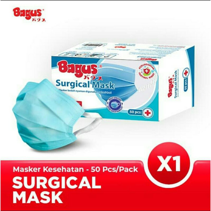 Masker Surgical Mask merk BAGUS 50pcs