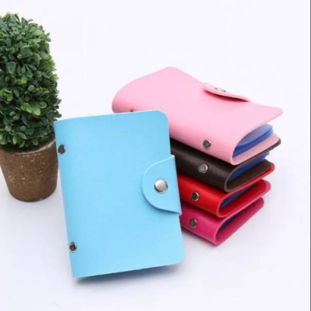 INFY - Dompet Kulit Klip Kartu Polos / Name ID Card Holder 24 Slot Tempat Kartu Souvenir Wanita D016