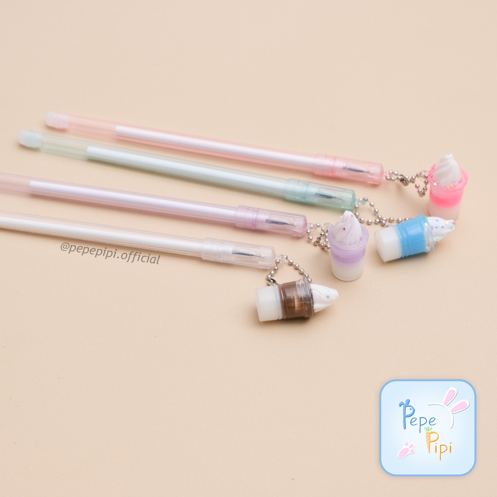 4 &amp;12 pcs Pena Sundae Eskrim Pen Bolpen Pulpen Bolpoin Karakter mcd