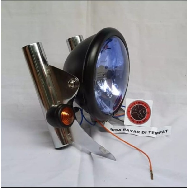 Lampu Pesek Biru Lengkap Breket Dan Sen Variasi Rx-King Cb Tiger Megapro Vixion Verza Tunder Dll