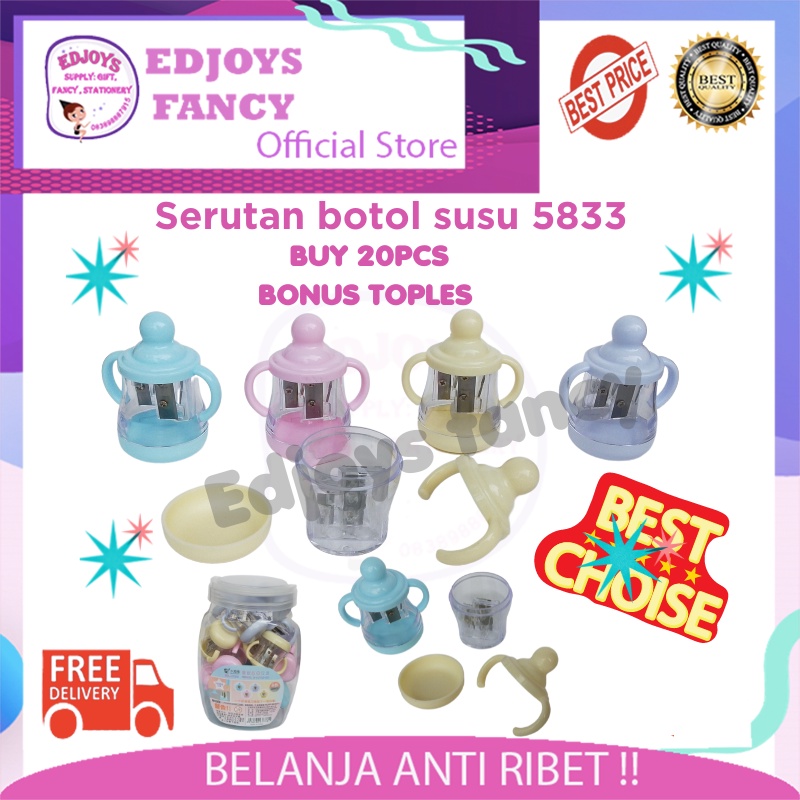 

Edjoys Xiaolingjing Serutan pensil rautan pensil Sharpener pencil karakter Hello kitty Helm botol susu 5833 5835 5842