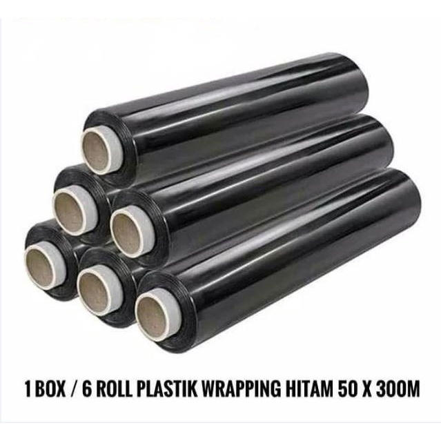 PLASTIK WRAPPING 1 BOX STRETCH FILM HITAM 50CM X 300M PLASTIK WRAPPING ISI 6 ROLL BATAM