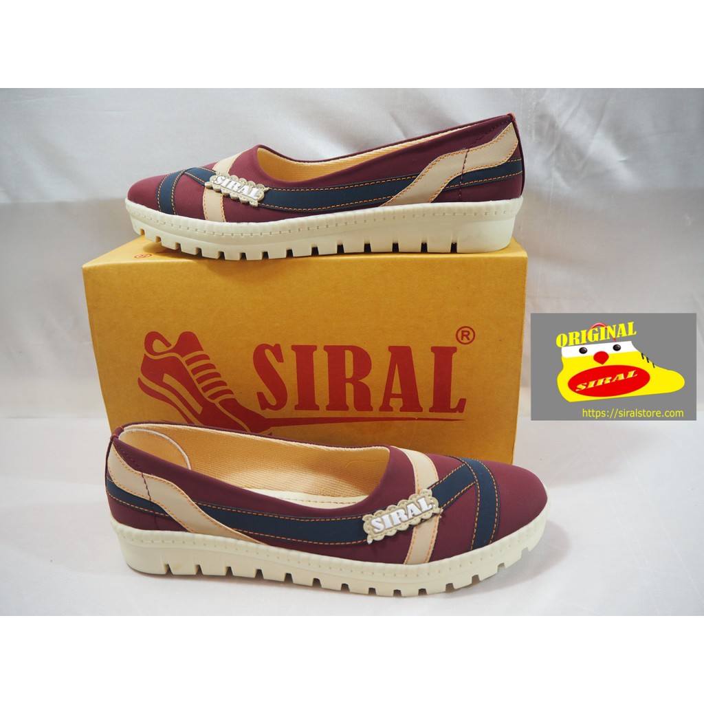 Sepatu Slip On Motif Garis Warna Maroon S01R01B1 / Sepatu Wanita / Sepatu Slip On / Sepatu Flat