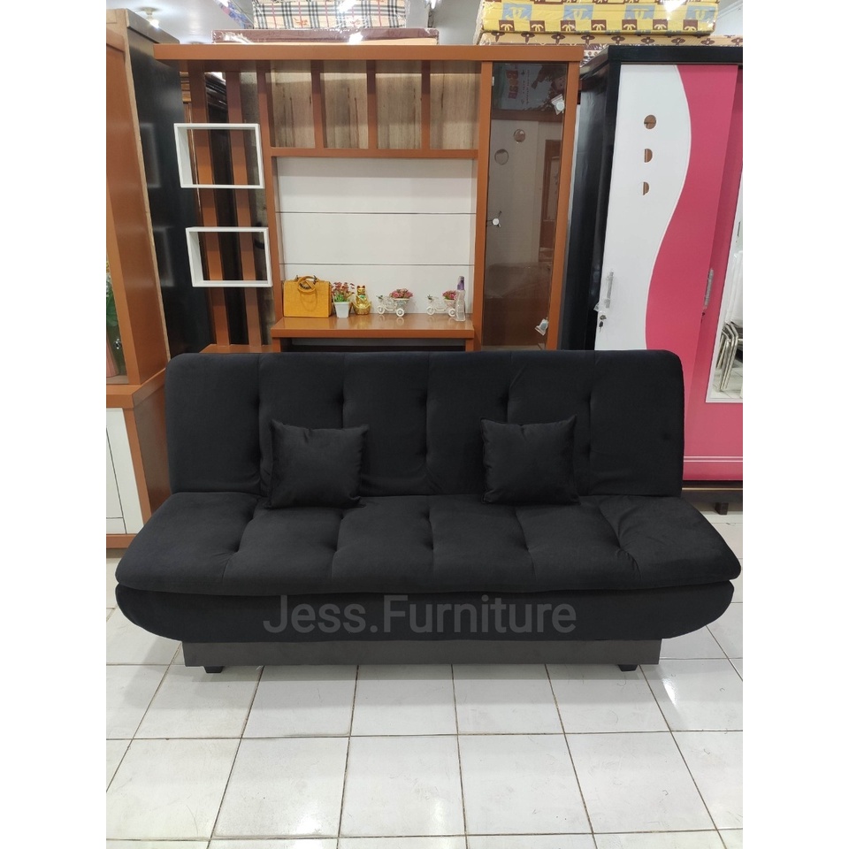 Sofabad / sofabed ruang tamu / sofabad santai / sofa minimalis sofabad kain HITAM
