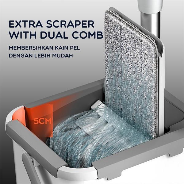 Alat sapu Pel Lantai Ultra Mop dengan Ember Ergonomic Handle 360° samono SCM004 original