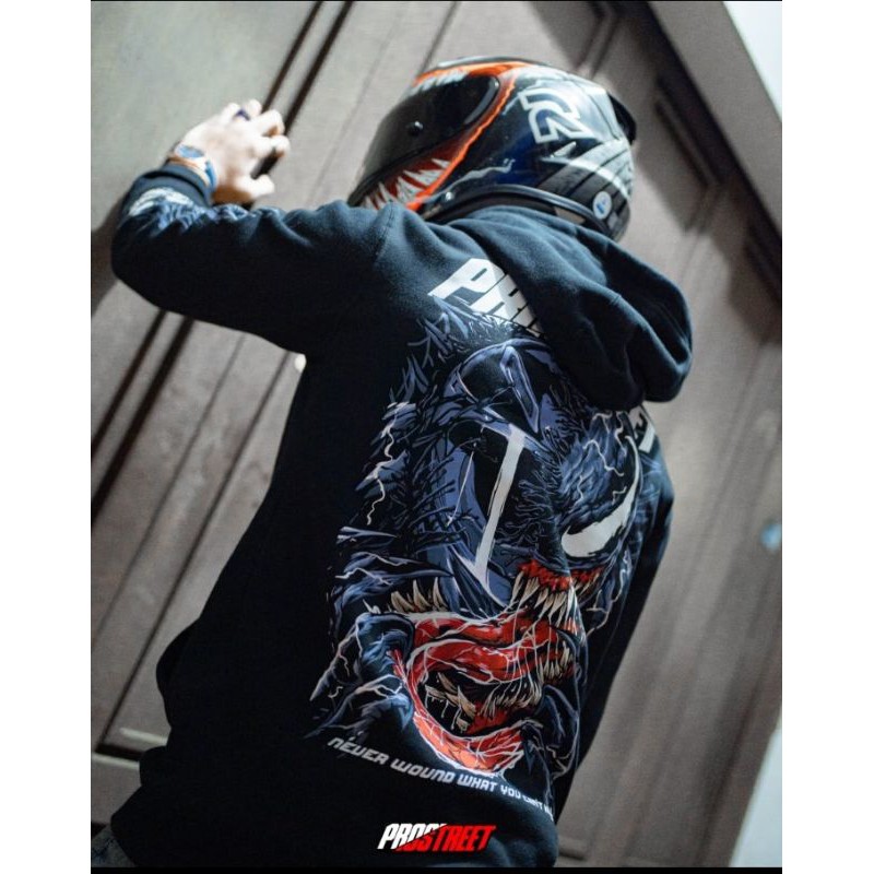 HOODIE | PROSTREET | VENOM | BLACK | NEW | ORIGINAL-HITAM,L