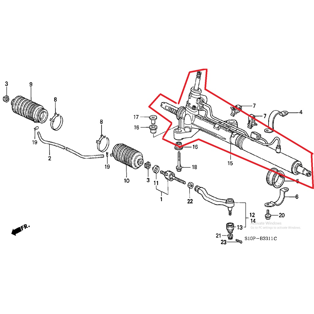 gear box assy power steering bak stir rack stir crv gen1 s10 2000 2001 53601-S10