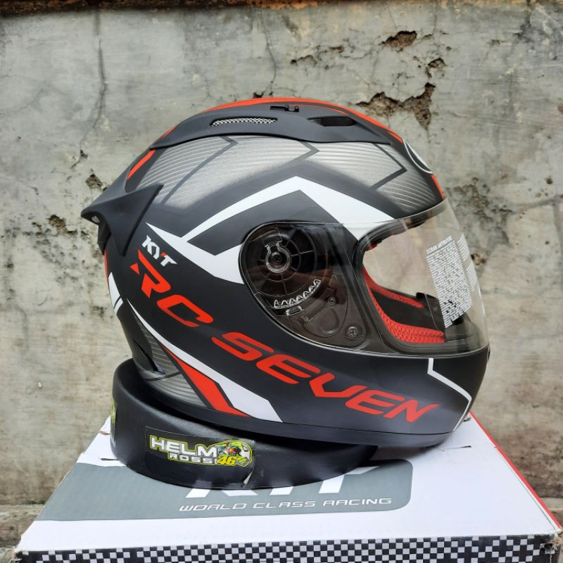 HELM KYT RC7 seri 18 - Black Matt Red ORIGINAL RC SEVEN full face Yellow flou