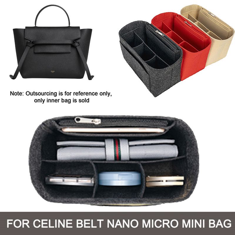 Felt Side zipper Bag organizer for micro belt / insert bag