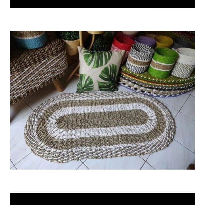 Karpet anyaman Oval/karpet/Dekorasi/Anyaman/Karpet anyaman/Karpet anyaman oval/Rug anyaman/Rug/tikar