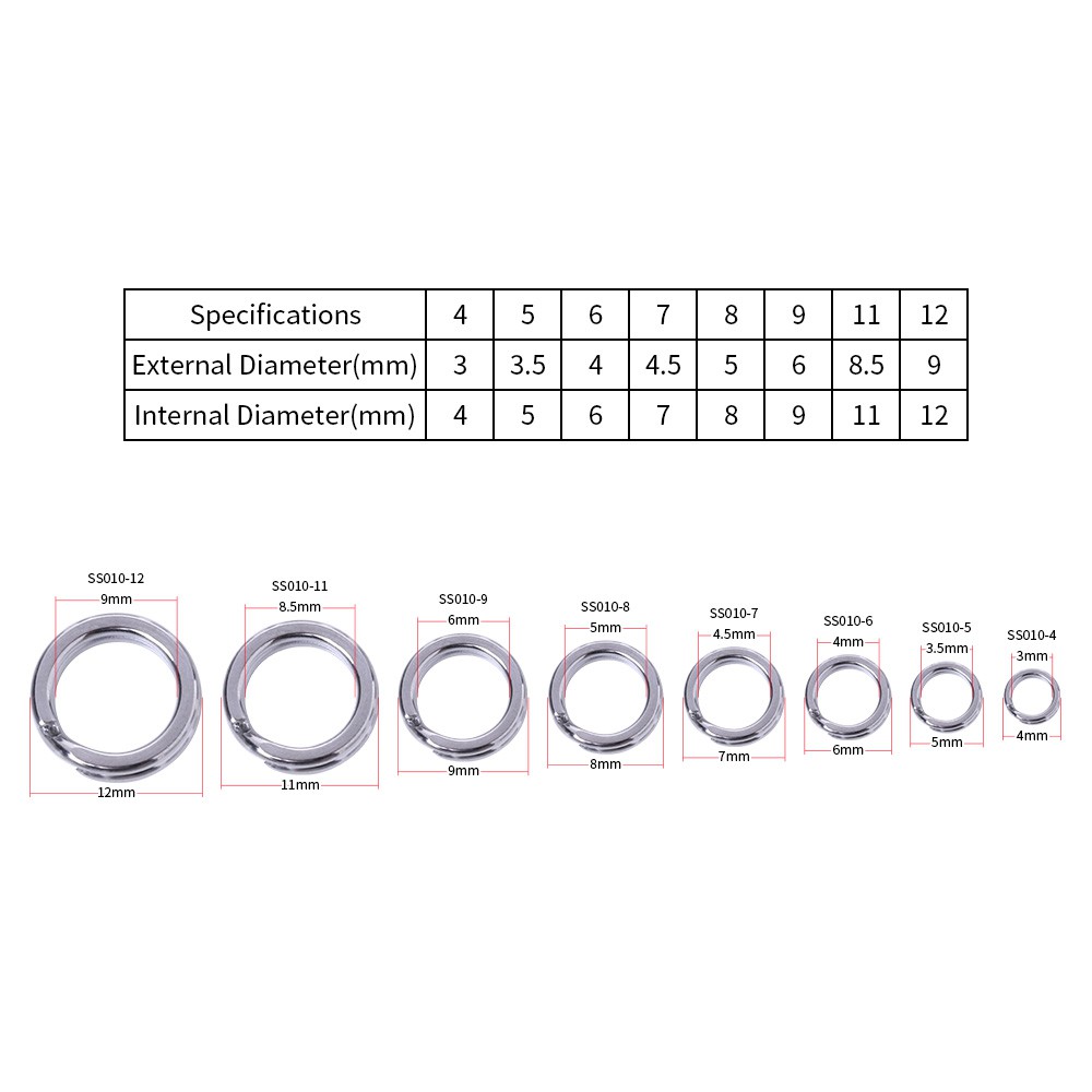 50Pcs Cincin Split Ring Bahan Stainless Steel untuk Konektor Umpan Pancing Fishing Lure Tackle