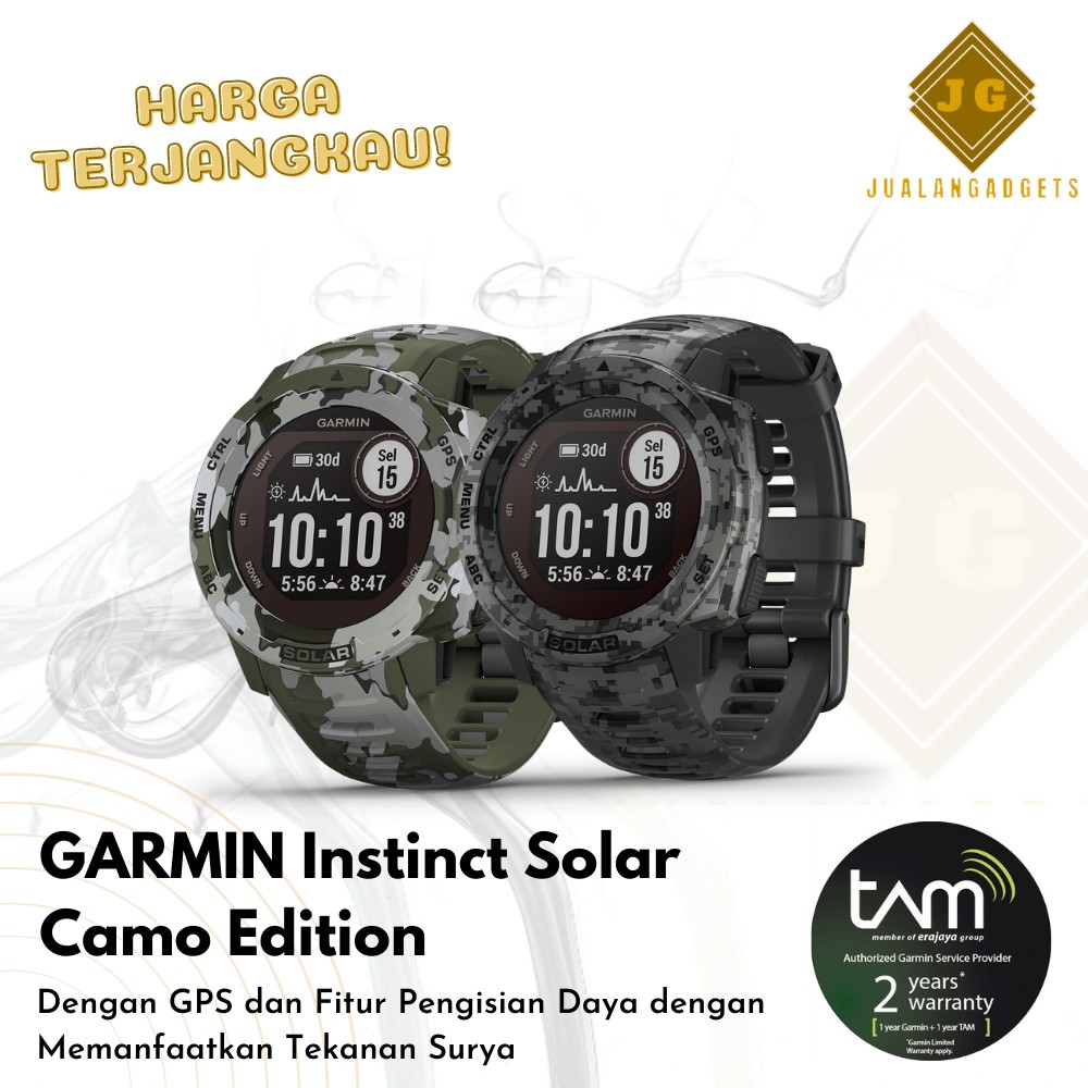 Garmin Instinct Solar Camo Edition Running Smartwatch GPS Garansi TAM Resmi