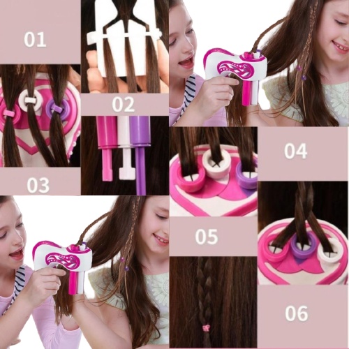 Alat Kepang Anak Elektrik Portable Otomatis Jepitan Anak Perempuan DIY Hair Weave Machine