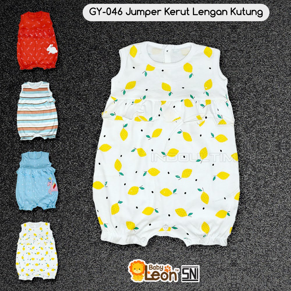 BABY LEON GY-046 Jumsuit Bayi Perempuan Lengan Kutung  Jumper Kerut Kutung Jumpsuit Anak Balita