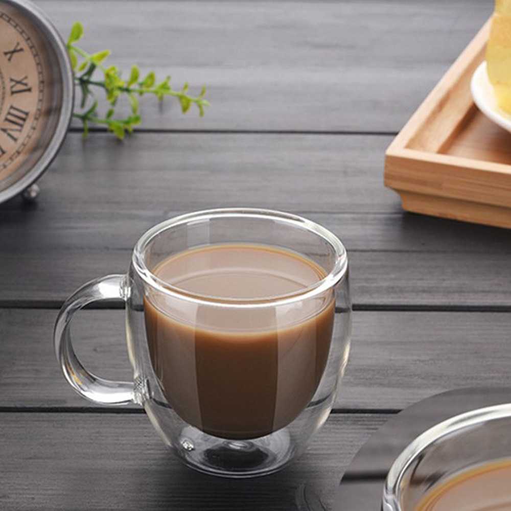 One Two Cups Cangkir Kopi Anti Panas Double Wall Glass Round