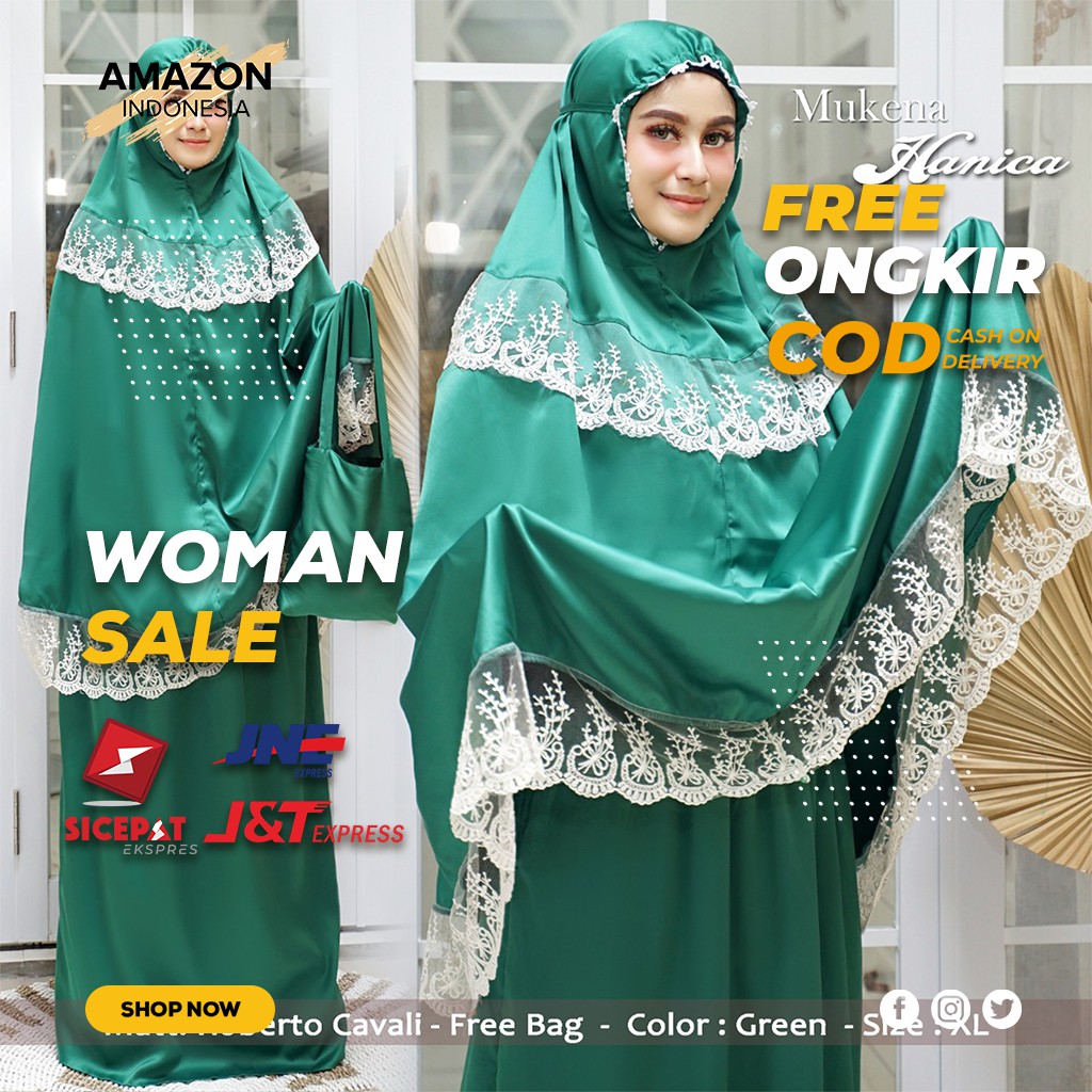 MUKENA WANITA DEWASA WARNA GREEN BAHAN ROBERTO KOMBINASI RENDA MEWAH ALL SIZE BEST QUALITY IMPORT