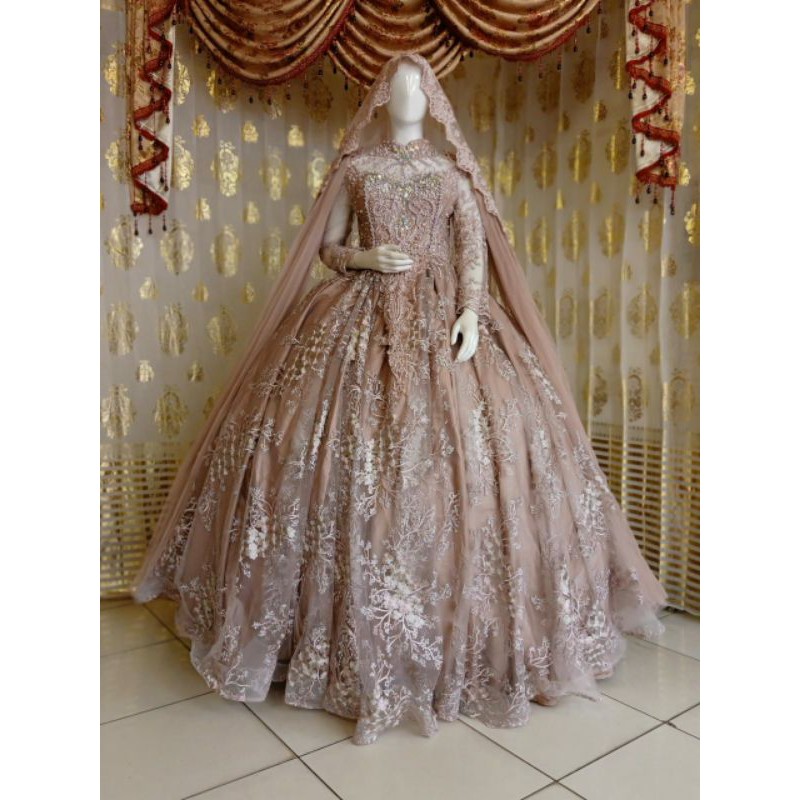 GAUN PENGANTIN BARBIE FULL PAYET MUTIARA MEWAH