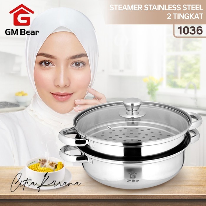 Gm Bear Panci Kukus 1036 - Steamer Stainless 2 Tingkat