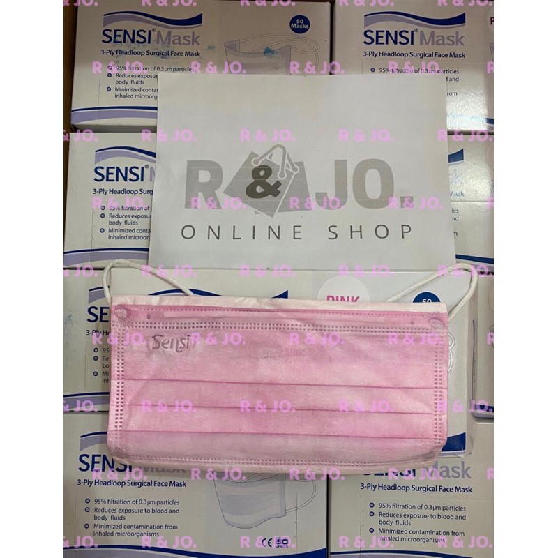 MASKER SENSI HIJAB HEADLOOP ISI 50 pcs warna PINK