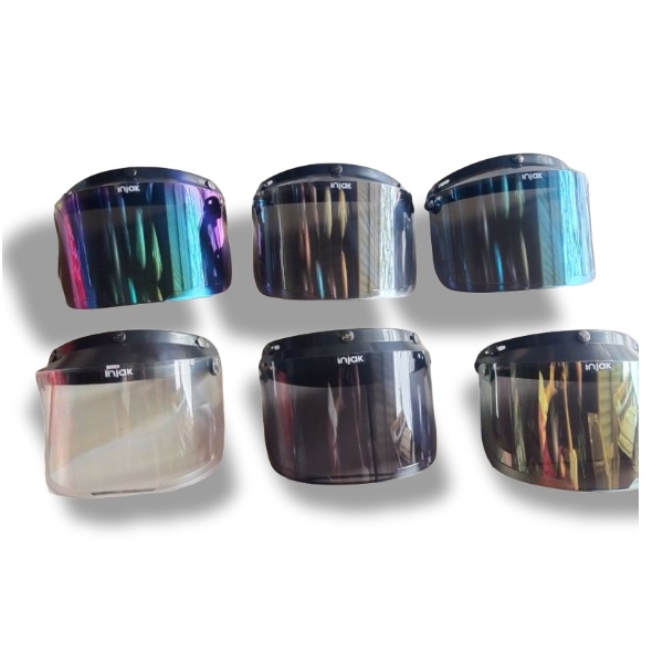PROMO | Kaca Bogo Flat Injax untuk Carglouss JPN Kaca Datar Helm Original Injak Pet bogo 3 kancing