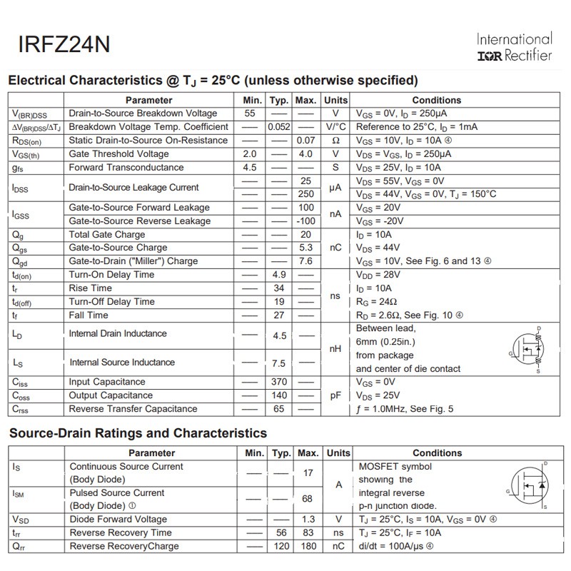 TRANSISTOR MOSFET IRFZ24N TR IRFZ 24N TRANSISTOR IRFZ24PBF UNTUK MESIN LAS IRFZ24